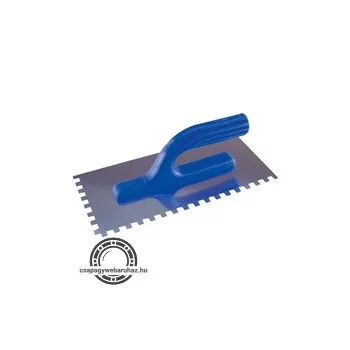   glettelőkanál, csempéző; 12,5×27cm (8×8mm-es fogazás), (műanyag nyél); rozsdamentes