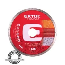 gyémántvágó csempevágáshoz (sima), vizes vágásra; 125×2×22,2mm, max.12.250 ford/perc