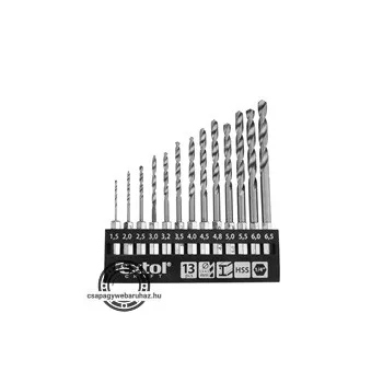   fémcsigafúró klt., 13db, HSS; 1,5-6,5mm, 1/4" BIT befogás, polírozott, műanyag tartóban, bliszteren