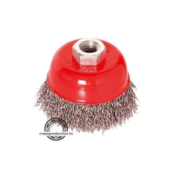   drótcsiszoló fazékkefe (sarokcsiszolóra); 75mm, M14×2, max.12500 ford/perc, hullámos szálú