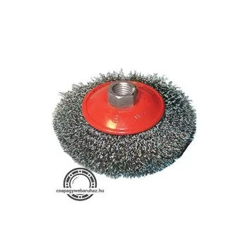   drótcsiszoló körkefe, kúpos; hullámos szálú ; sarokcsiszolóhoz, M14×2 100mm, ford.: 12500