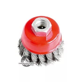   drótcsiszoló fazékkefe (sarokcsiszolóra) ; sodrott erős 65mm, max. 12500 ford/perc, 0,5 mm szálvastagság