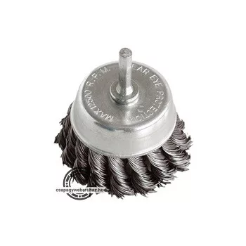   drótcsiszoló fazékkefe, 75mm, O 6mm-es csap, fúróba fogható, sodrott erős, max. 4500 ford/perc