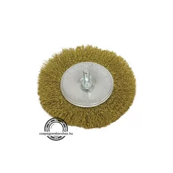   drótcsiszoló körkefe, 100 mm, fúrógépbe fogható: 6mm csap, rezezett acél, max. 4500 ford/perc