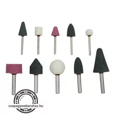 köszörűkő klt. fúrógéphez; 10db, 3 és 6mm tengely, bliszter