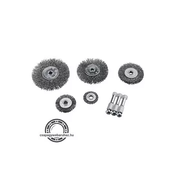   drótcsiszoló körkefe készlet; 6mm-es csap, 25-38-50-63-75mm
