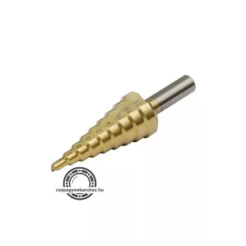   lépcsős fémfúró, 13 lépcsős; (4-39mm, 3mm lépcsők), befogás: 13mm, max. 4mm vastag anyagokhoz, TiN bevonat