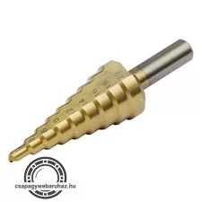 lépcsős fémfúró, 13 lépcsős; (4-39mm, 3mm lépcsők), befogás: 13mm, max. 4mm vastag anyagokhoz, TiN bevonat