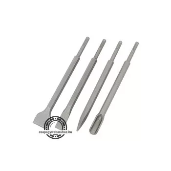   betonvéső klt. 4db, SDS PLUS; 250mm hosszú, hegyes, lapos 25mm, lapos 45mm, horony