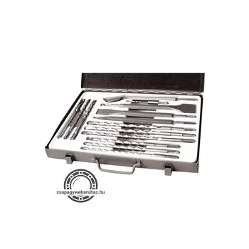   betonfúró és véső klt. SDS PLUS; 14db, 5/110mm, 6,8,10/160mm, 8,10,12/210mm, 10,12,14/260mm, lapos 20,40, hegyes, horony