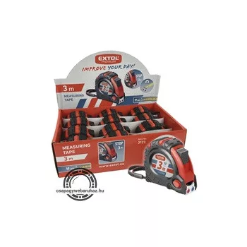 mérőszalag, gumírozott, mágneses 3 stoppos; 3m×19mm