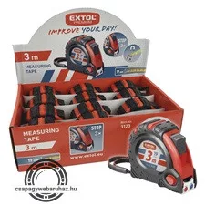 mérőszalag, gumírozott, mágneses 3 stoppos; 3m×19mm