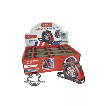 mérőszalag, gumírozott, mágneses 3 stoppos; 5m×19mm