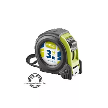 mérőszalag, gumírozott, 1 stoppos; 3m×16mm