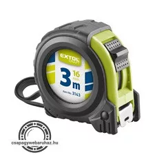 mérőszalag, gumírozott, 1 stoppos; 3m×16mm