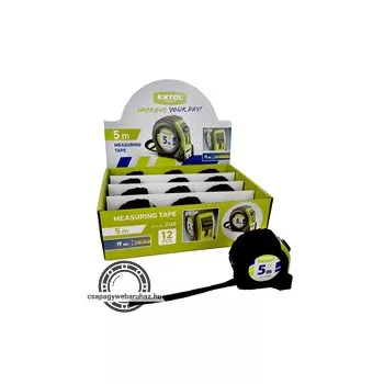 mérőszalag, gumírozott, 1 stoppos; 5m×19mm