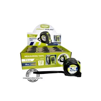 mérőszalag, gumírozott, 1 stoppos; 7,5m×25mm