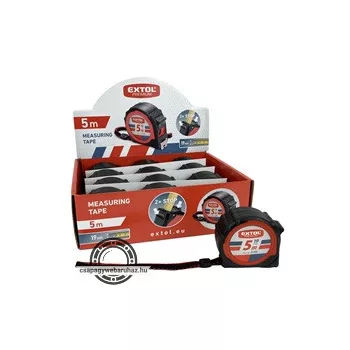 mérőszalag, gumírozott, 2 stoppos; 5m×19mm