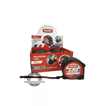 mérőszalag, gumírozott, 2 stoppos; 7,5m×25mm