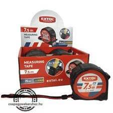 mérőszalag, gumírozott, 2 stoppos; 7,5m×25mm