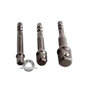   dugókulcs adapter készlet 3db-os; 1/4" - 3/8" - 1/2", befogás: 1/4" hatszög