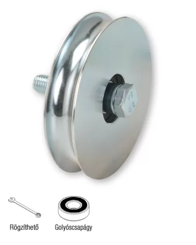 400.70/16 Egycsapágyas “U” profilú tolókapugörgő tengellyel, horganyzott , Combi Arialdo