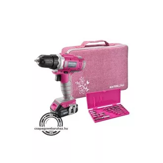   Akkus fúrócsavarozó, 12V, Li-ion, Extol Lady, 1db 1300 mAh akku EXTOL 402401