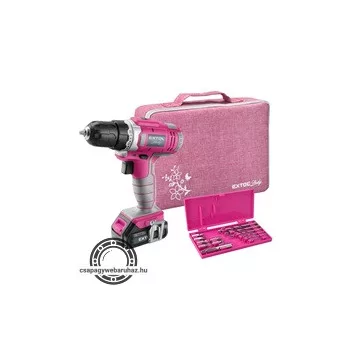   akkus fúrócsavarozó, 12V, Li-ion, Extol Lady, 1db 1300 mAh akku