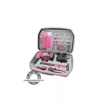   akkus ütvefúró, 12V, Li-ion, Extol Lady, 1db 2000 mAh akku+szerszámkészlet