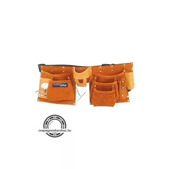   szerszámtartó öv, sok zsebes, bőr ; erős műanyag csattal