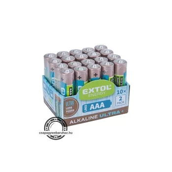   elem klt. 20 db, alkáli, 1,5V, méret: AAA (LR03); hosszú étettartam, 10×2db-os kínálóban