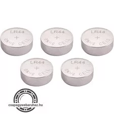 gombelem klt. 5 db, alkáli, 1,5V, méret: (LR44/AG13); hosszú étettartam, bliszteren