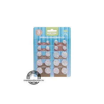   gombelem klt. 20 db, Lítium 3V és alkáli 1,5V; hosszú étettartam, bliszteren