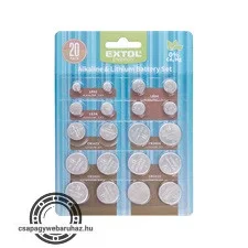 gombelem klt. 20 db, Lítium 3V és alkáli 1,5V; hosszú étettartam, bliszteren