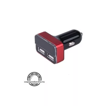   autós töltő, szivargyujtó / dupla USB, 1,0A+3,4A/ 37W, kábel nélkül