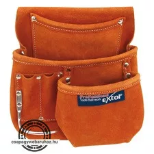 szerszámtáska ácsoknak, bőr, övre fűzhető; 6 zsebbel