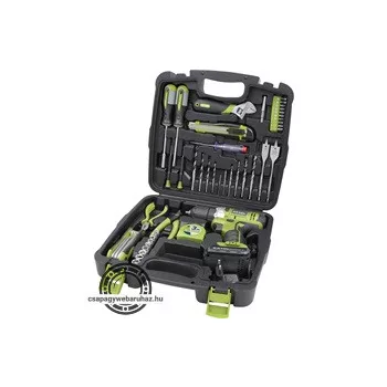   akkus fúrócsavarozó, 12V, Li-ion, 1db 1300 mAh akku + 46 db szerszámkészlet