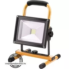 hordozható LED lámpa (reflektor), 10/20W; 1400 Lm, IP65, Li-ion akkus, 4400 mAh, tölthető: 230V és 12V is, 1,5kg