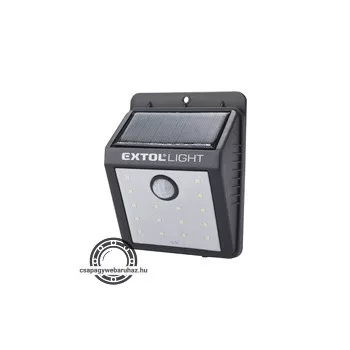   éjszakai készenléti LED lámpa, 0,4W, 16 LED; 120 Lm, napelem+szenzor, Li-ion akkus, 1200 mAh, falra szerelhető