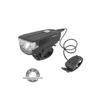   LED lámpa, biciklis, első, fehér 5 W LED; 350 Lm, ABS ház, USB újratölthető beépített Li-ion akku, 1200 mAh, duda funkc.