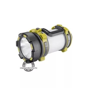   LED lámpa, tölthető; 350 Lm, cserélhető Li-ion akku, 2600 mAh, powerbank funkció, cseppálló