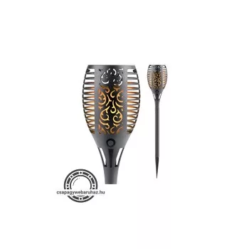   éjszakai, kerti LED lámpa, " lángoló fáklya "napelem+szenzor, Ni-Mh akku, 200mAh, leszúrható, 58cm, 12 db/dob