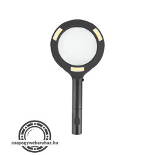 nagyító LED lámpa, kézi, 3×0,5 W COB, 80 Lm, 5× nagyítás; műanyag ház, elem nélkül, CE