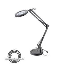 nagyító LED lámpa, asztali, Fekete, 7 W COB, 2400 Lm, 5× nagyítás; mechanikusan állítható rögzítés, USB töltőkábel
