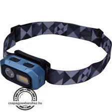 LED fejlámpa, Osram+COB, 480 Lumen; IR szenzor, tölthető akkuval, 4 funkció, cseppálló: IPX4