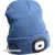 sapka, kék, kötött, kivehető LED homloklámpával, 4×45 Lumen; USB tölthető Li-ion akku, 3 funkció (100%-75%-50% fényerő)