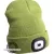 sapka, zöld, kötött, kivehető LED homloklámpával, 4×45 Lumen; USB tölthető Li-ion akku, 3 funkció (100%-75%-50% fényerő)