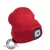 sapka, piros, kötött, kivehető LED homloklámpával, 4×45 Lumen; USB tölthető Li-ion, 3funkció (100%-75%-50% fénye.)