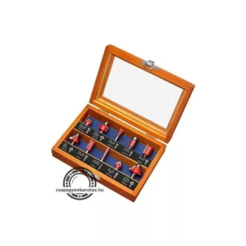   felsőmaró klt.  10 db-os (fadobozban) ; 6mm-es befogással, keményfém lapkás, csapágyas, 8893310 élmarógéphez