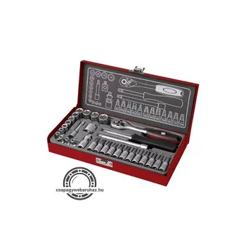   dugókulcs és bitdugófej klt. 1/4", 31db, 61CrV5; mattkróm FORTUM